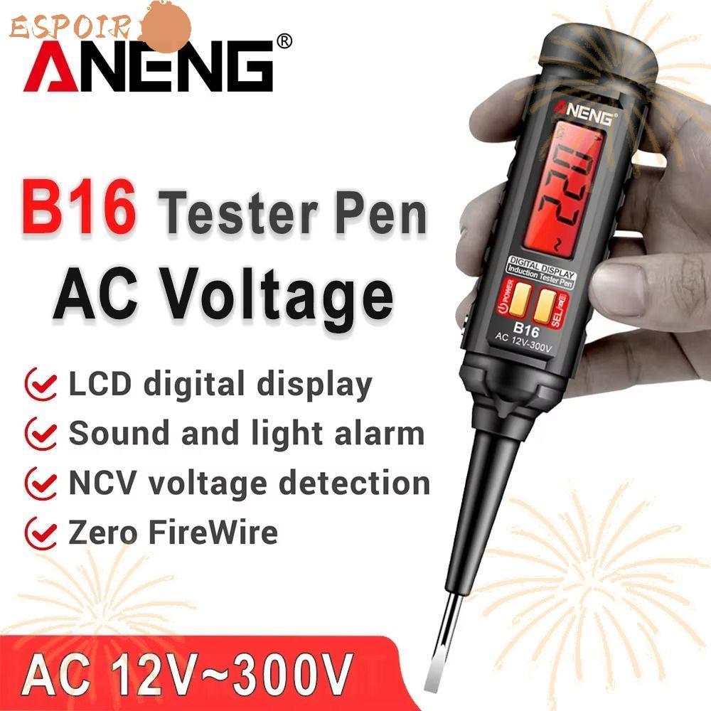 Bút kiểm tra điện áp ESPOIR, Máy dò điện áp báo động màn hình kỹ thuật số, ANENG B16 Cảm biến thông 