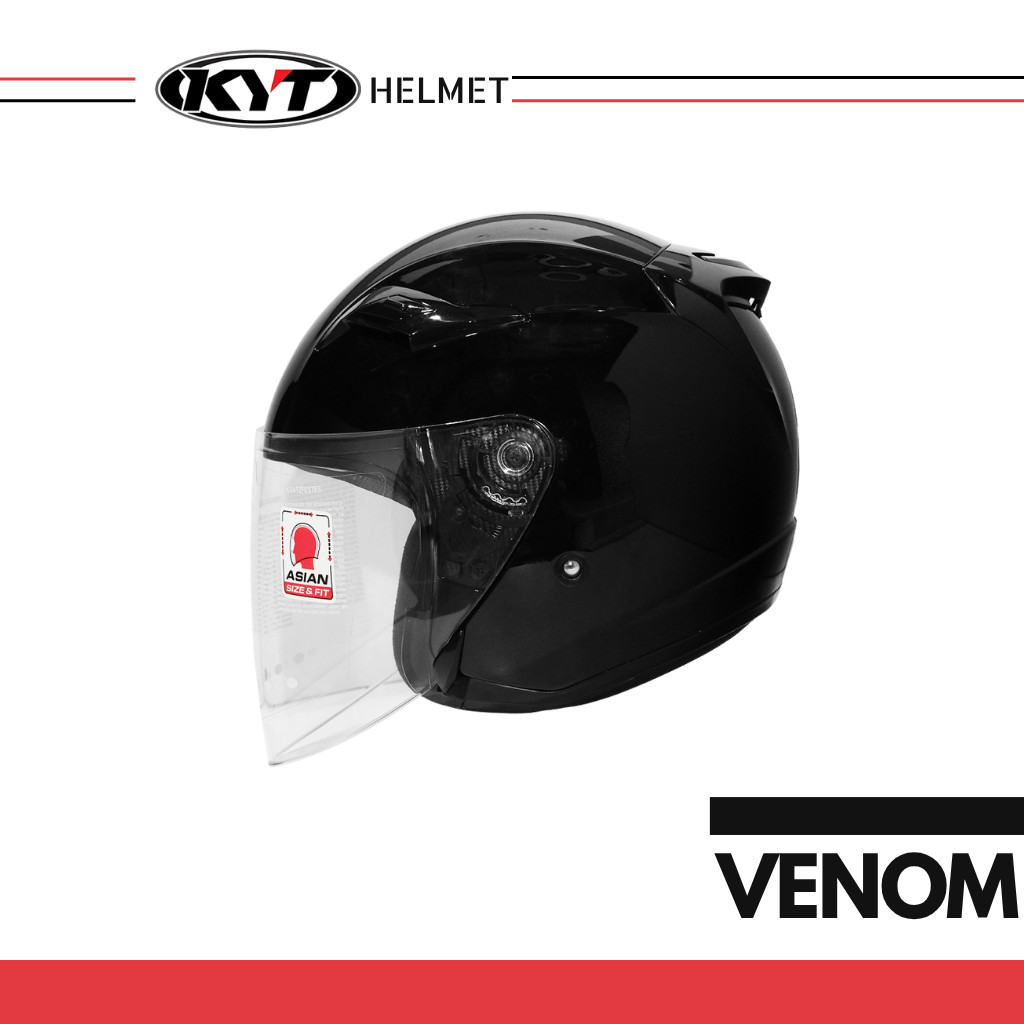 Nón Bảo Hiểm 3/4 KYT Venom Open Mini Solid Black – Nón 3/4 Có Kính – Nhựa ADT Thermoplastic CHÍNH HÃ