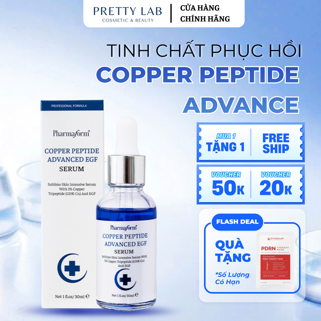 [Công Ty] Tinh Chất Pharmaform Copper Peptide Advance Serum with 1% GHK-Cu & 100ppm EGF Phục Hồi, Dư