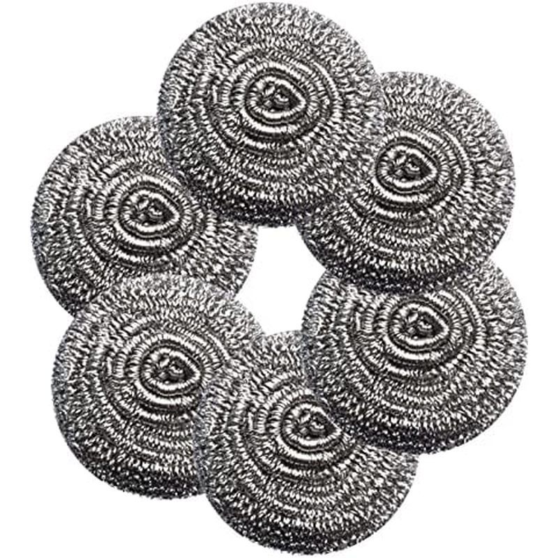 6Pcs Steel Wool Scrubbers - Flexible Scrubber Pads for Cleaning Dishes, Pots, Pans, Grills and Sinks