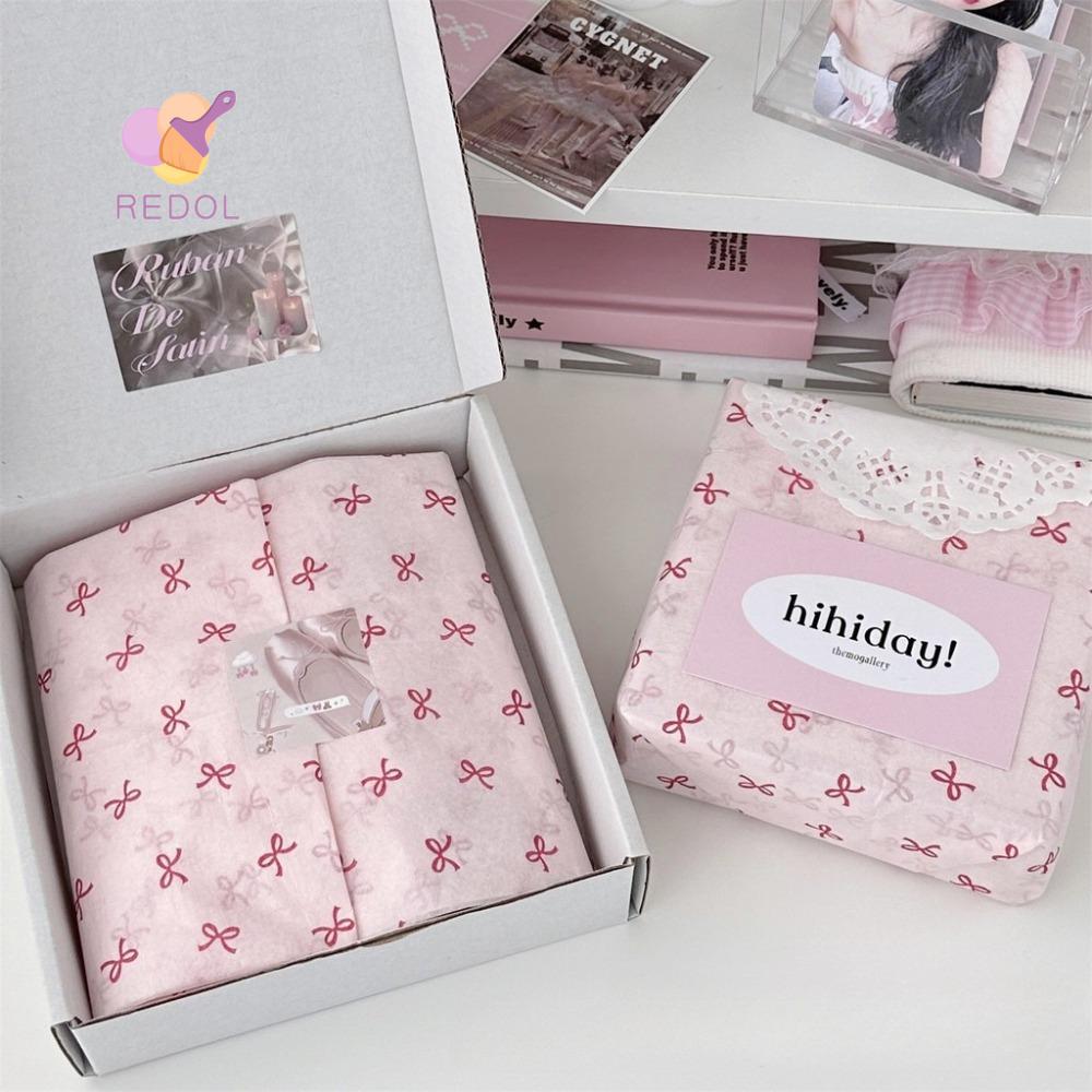 REPKG 20 tờ Ins Ballet Bow Copy Paper, Pink Bow Pattern Diy Gift Vật liệu đóng gói, Giấy lê tuyết th