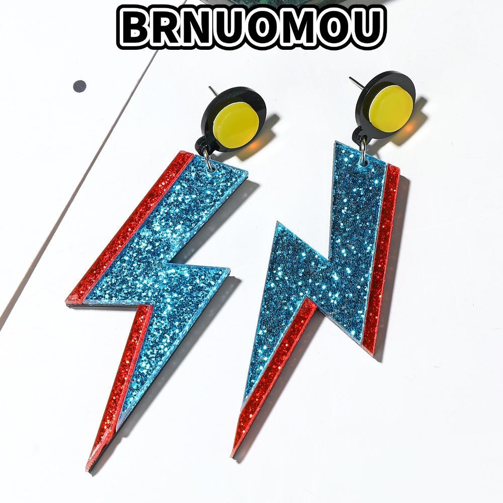 Phụ kiện bông tai BRNUMOU Punk, Bông tai mặt dây chuyền Lightning phóng đại Lightning, Mặt dây chuyề