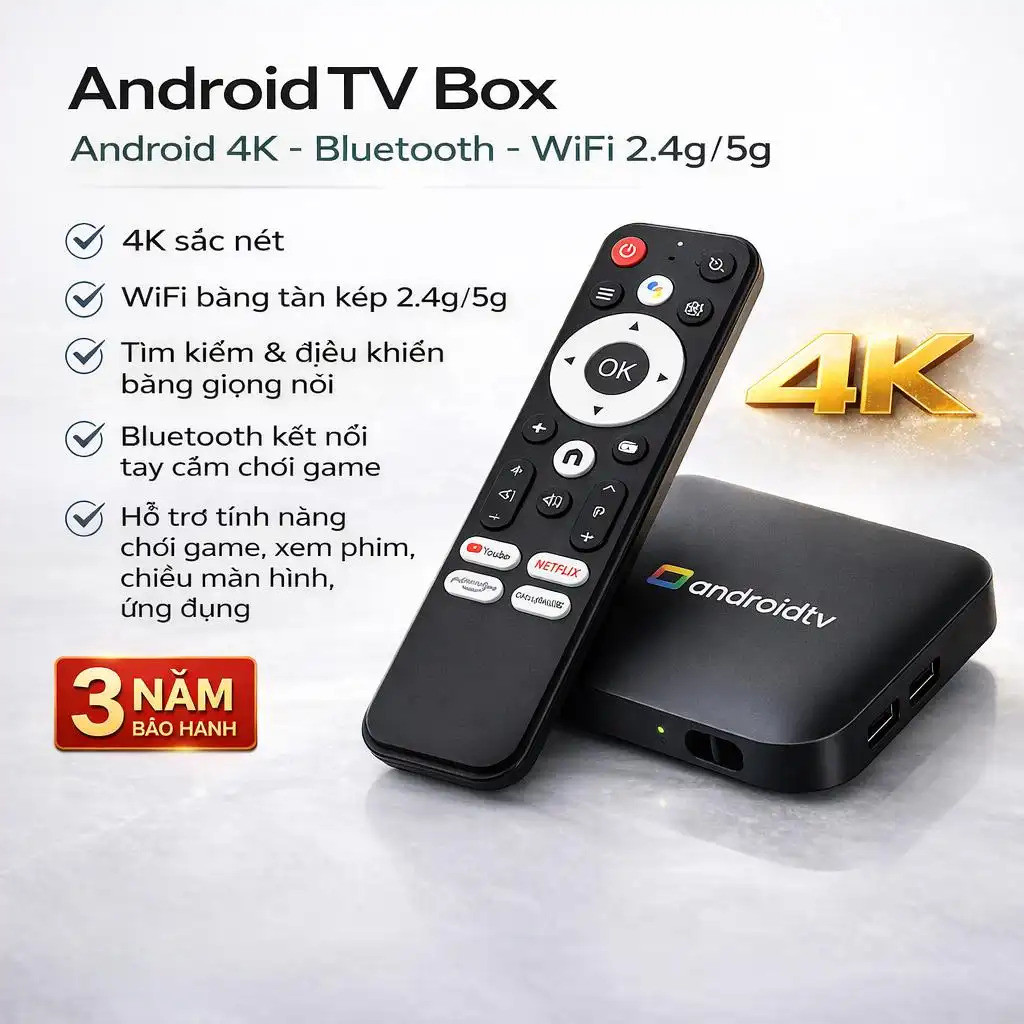 Android TV Box TV Box Android box TV box thông minh Android TV box 4K UHD Bluetooth WiFi 2.4G 5G, hỗ