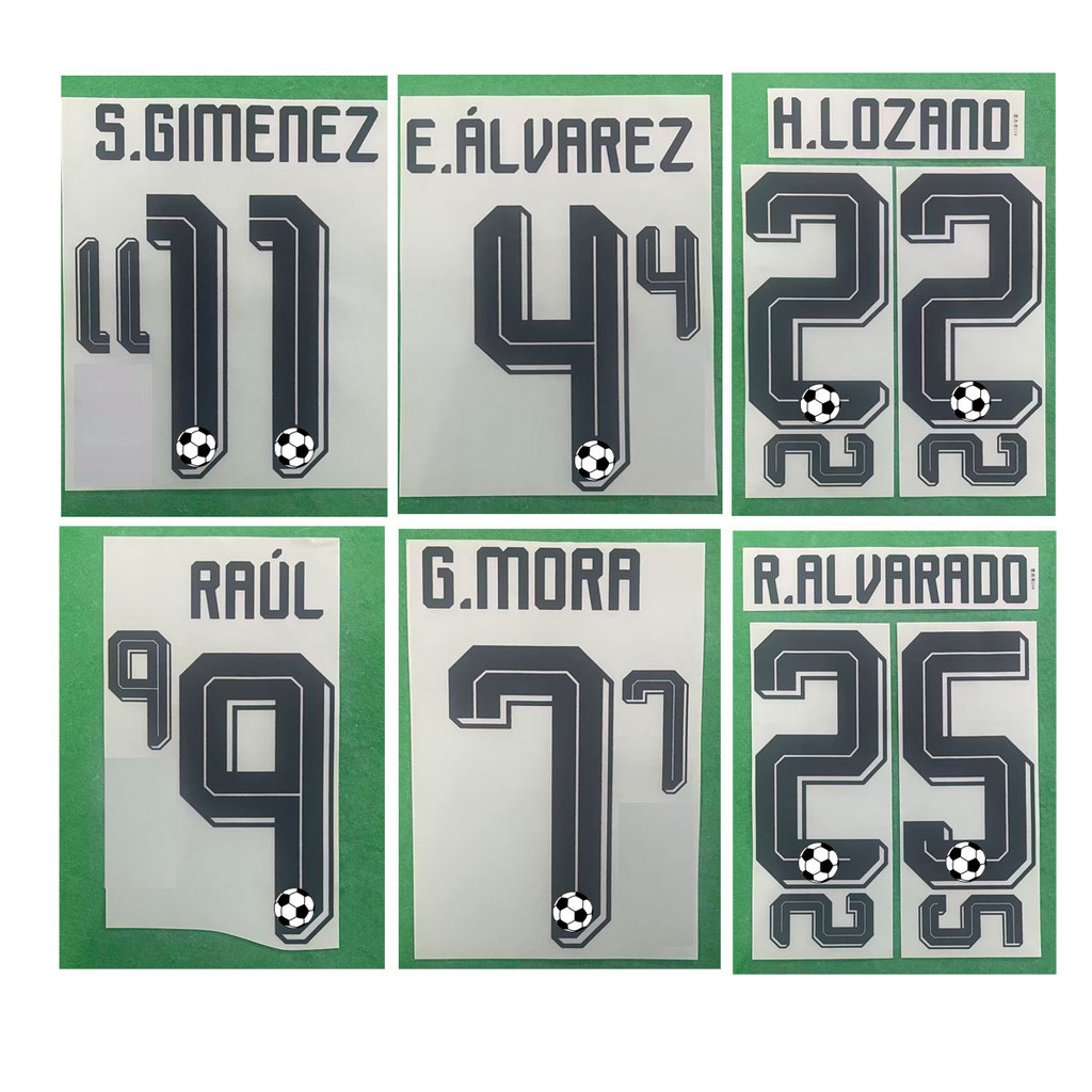 Bộ tên đội tuyển quốc gia 2026 11 S.Gimenez 9 Raul 25 R.Alvarado 22 H.Lozano Heat Transfer Soccer Pa