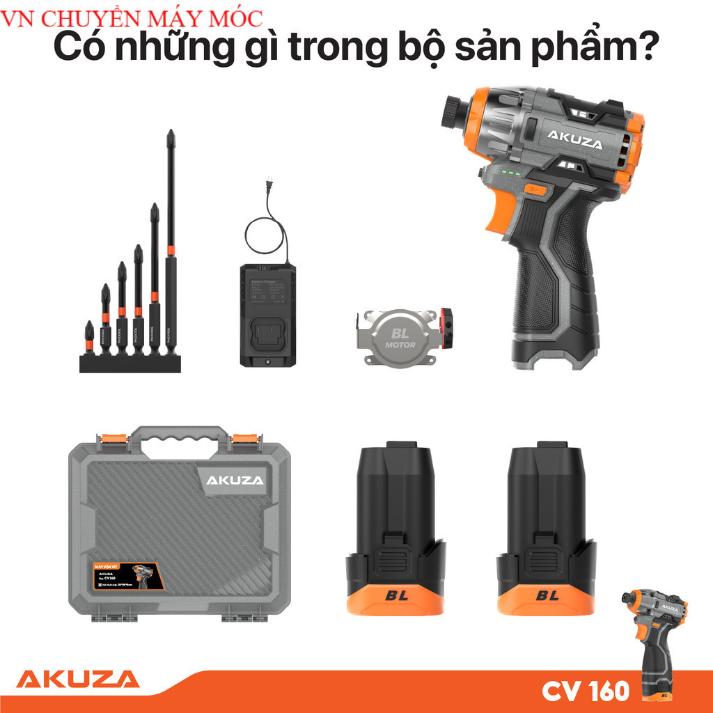 Máy Vặn Vít Akuza CV160, không chổi than, máy bắn vít nhỏ gọn VN CHUYÊN