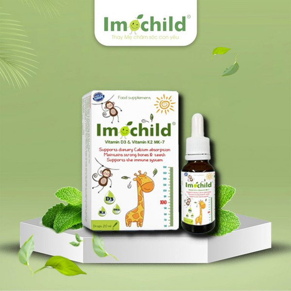 Imochild Vitamin D3K2 MK7 Lọ 20ml - Bổ Sung D3 K2 MK7 Giúp Tăng Hấp Thu Canxi, Tăng Chiều Cao