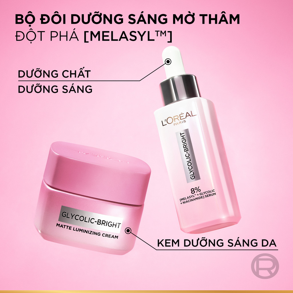 Bộ serum & kem dưỡng sáng da đột phá MelasylTM mờ thâm mụn, nám L'Oreal Paris Glycolic Bright 30ml, 15ml | BigBuy360 - bigbuy360.vn