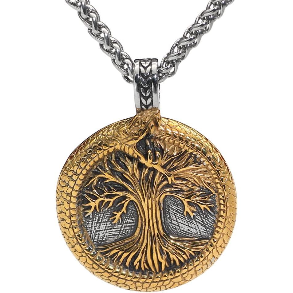 Vòng cổ Yggdrasil Nordic, trang sức Norse với túi valknut