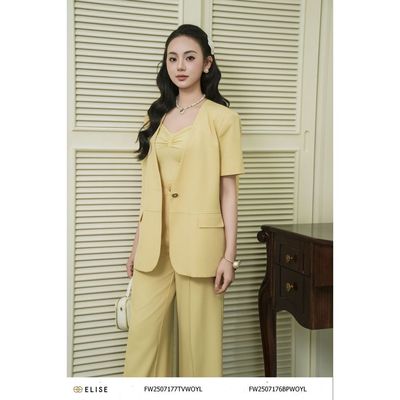 Áo vest vàng cổ V túi ốp diễu chỉ thiết kế Elise mã FW2507177TVWOYL