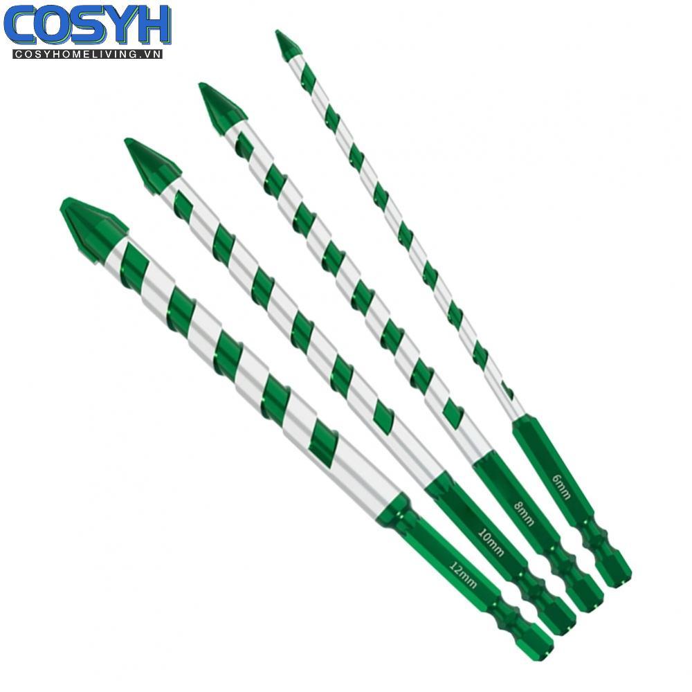<cosyh>Set of 4 Carbide Drill Bits 150mm for Wood For Glass Metal Tiles Sizes 6 to 12mm