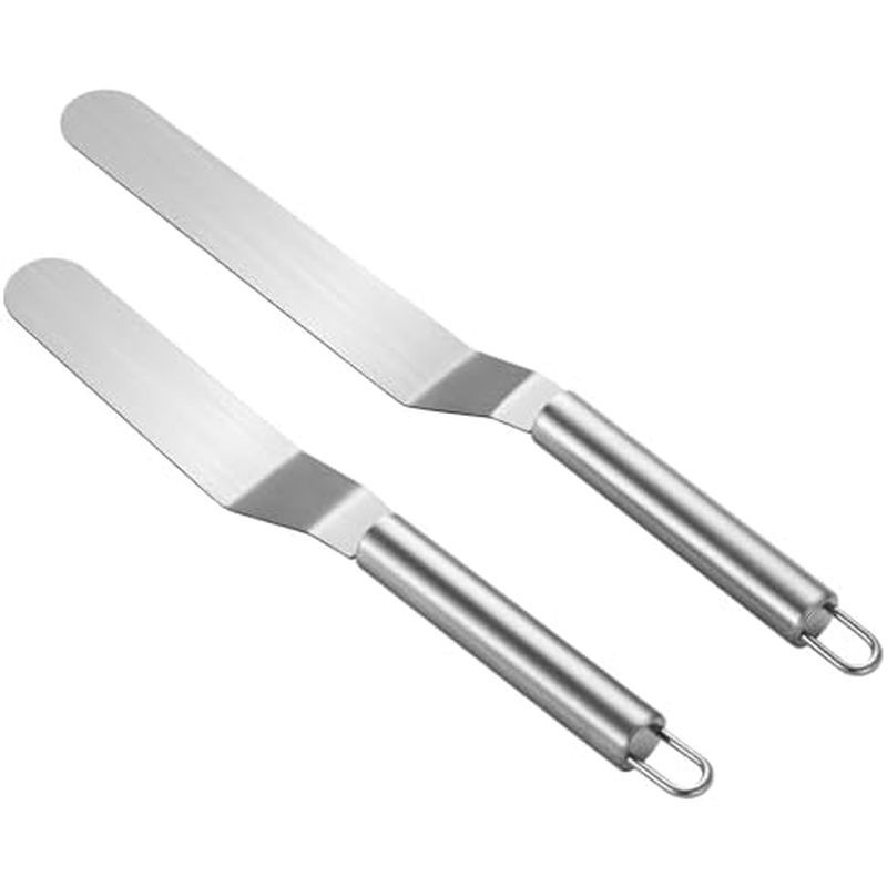 2 PCS Picxeic Offset Spatula，Premium Stainless Steel Cake Decorating Tools - One Set Include 6, 8 in