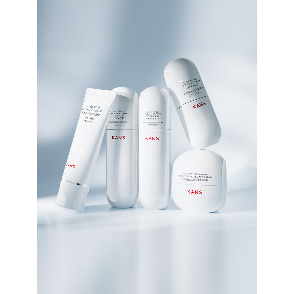 Combo Set Kans Dưỡng Ẩm Làm Trắng Da KANS Neige Blanc Skin-Whitening Đều Màu Mờ Thâm, Kem Chống Nắng