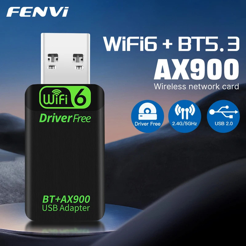 FENVI AX900 WiFi6 Bộ chuyển đổi USB Bluetooth 5.3 Băng tần kép 2.4G & 5GHz 2in1 Dongle USB Mạng khôn