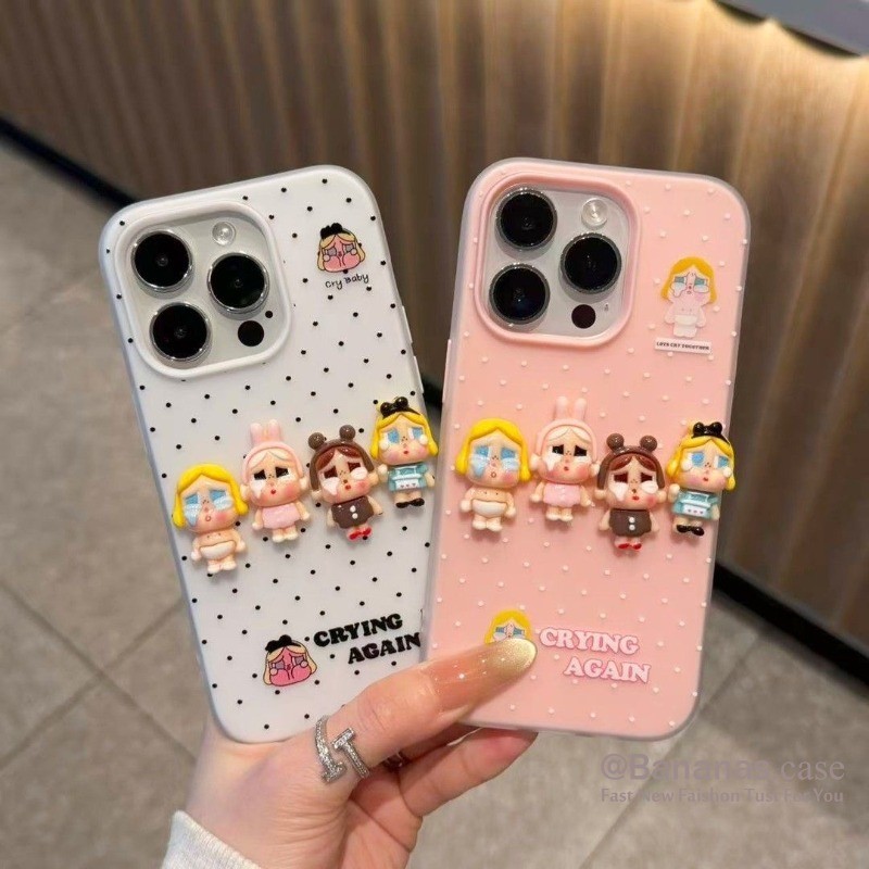 3D DIY Hoạt Hình Dễ Thương Matte Crybaby Ốp Lưng Điện Thoại iPhone 17 16 15 14 13 12 11 Pro Max X Xr