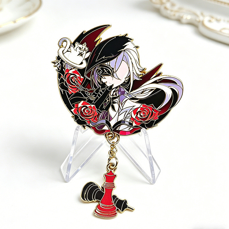 Genshin Impact Arlecchino The Knave Metal Men Pin Fanmade Huy hiệu sưu tập