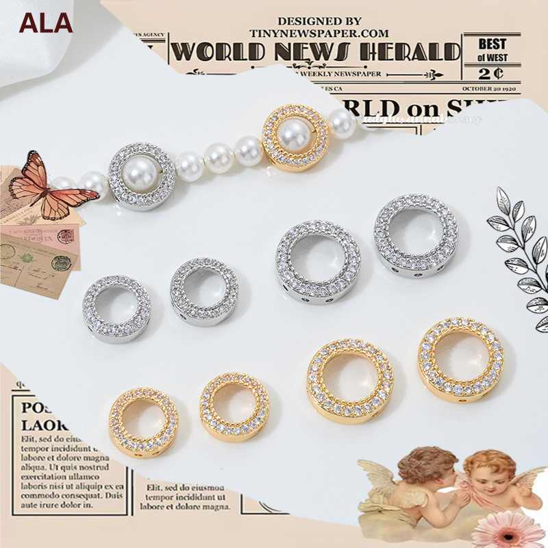💖Phụ kiện trang sức DIY💖Vòng tay DIY 14K mạ vàng bạch kim, zircon ba lỗ với pha lê và ngọc trai - Ph