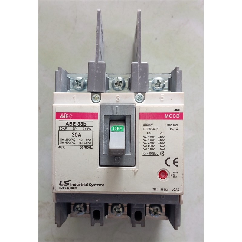 Áp tô mát khối LS 3P 30A ABE33B – MCCB LS bảo vệ ngắn mạch hàng cũ