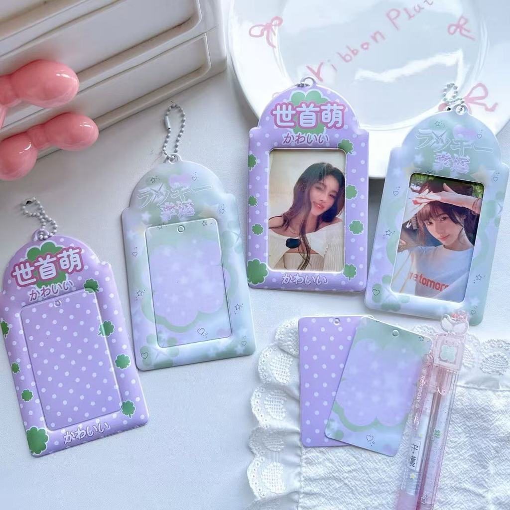 Lucky Four-Leaf Clover 3Inch Ảnh tức thì Star-Chasing Thẻ nhỏ Vỏ bảo vệ Thẻ trường Thẻ bữa ăn Hộp đự