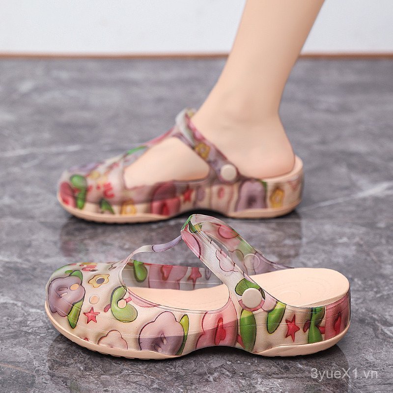Dép Oasis Mary Jane Jelly Giày lỗ hoa mẫu đơn