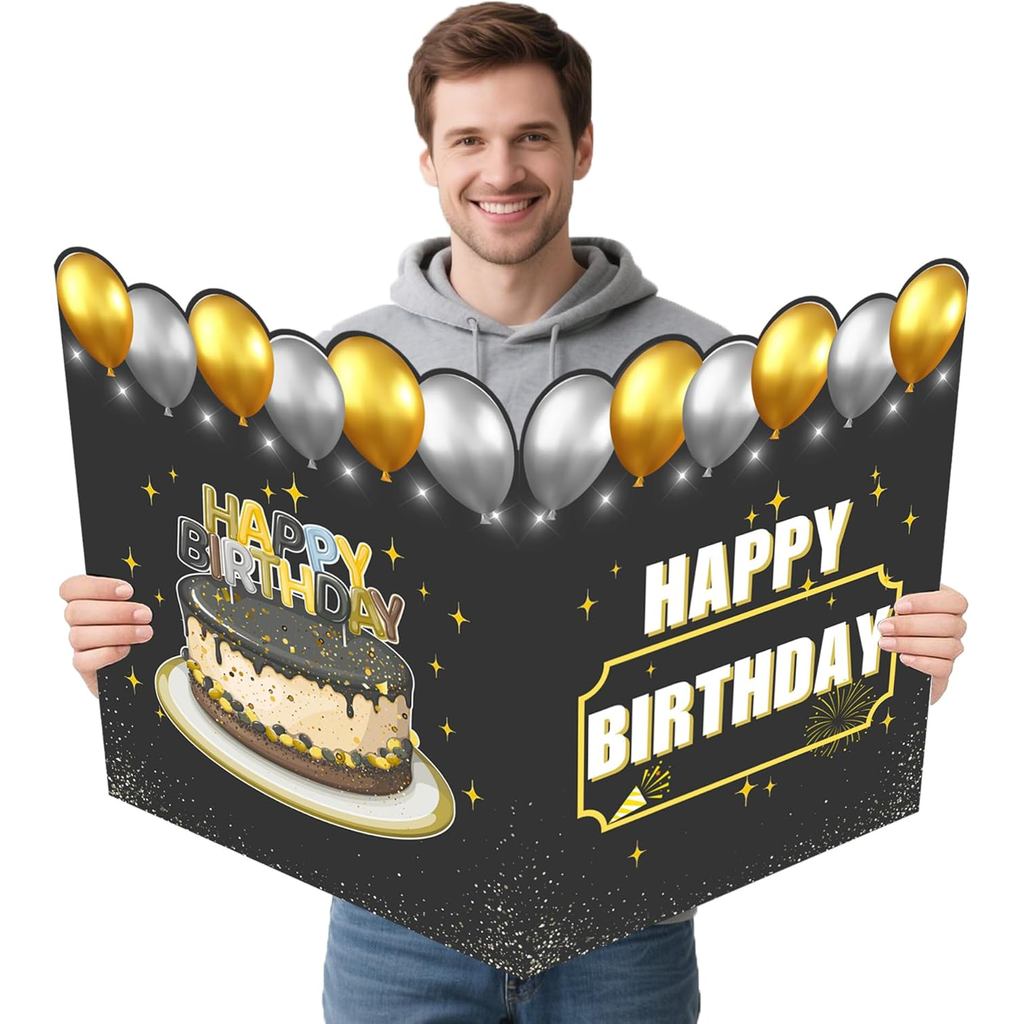 Thiệp sinh nhật lớn có phong bì, Thiệp sinh nhật Jumbo Happy dành cho nam nữ, Đồ trang trí sinh nhật