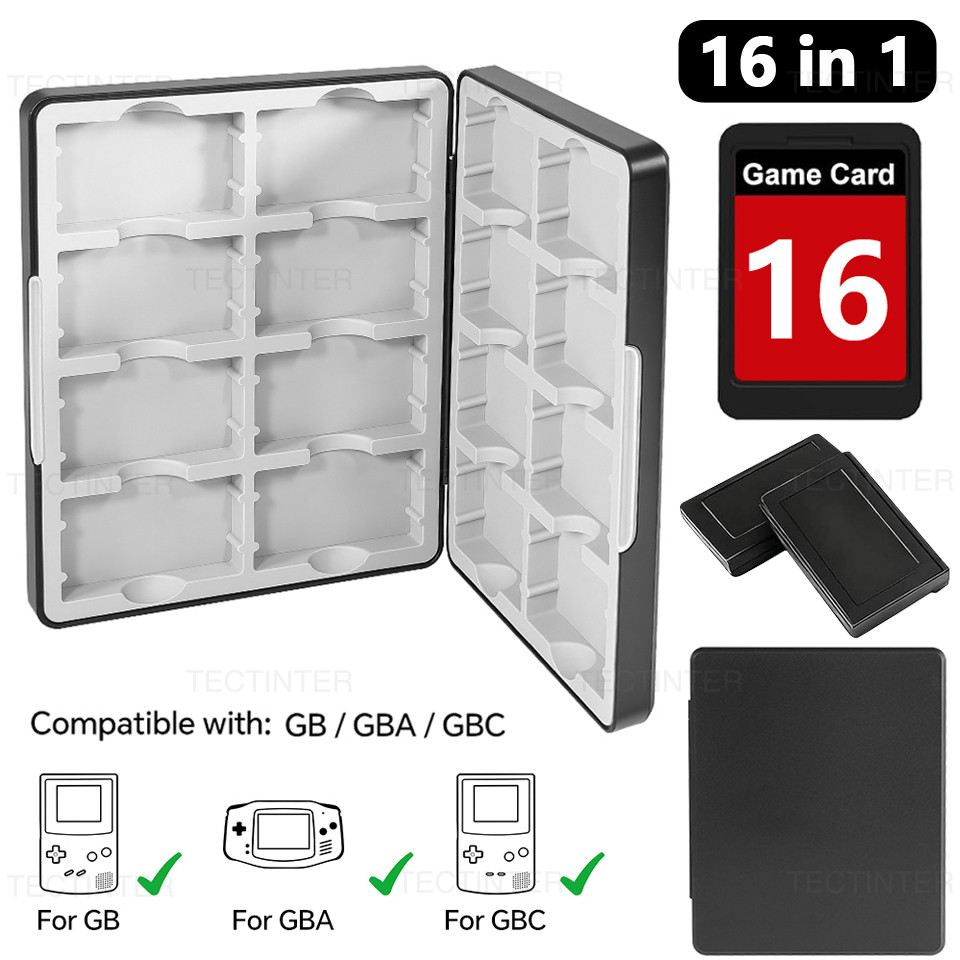 Hộp đựng thẻ trò chơi 16 trong 1 cho GB / GBA / GBC BOY ADVANCE Từ tính Dung tích lớn Chống bụi Hộp 
