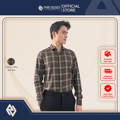 Áo sơ mi hoạ tiết nam Phan Nguyễn, chất liệu bamboo cao cấp, mềm mại, form slim fit SMD.1408