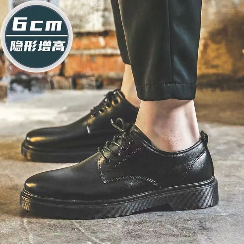 Nam Công Sở Màu Đen Trang Trọng Giày Da Nam Bên Trong Tăng Chiều Cao Mùa Hè Anh Giày Da Nhỏ Chổi Chổ