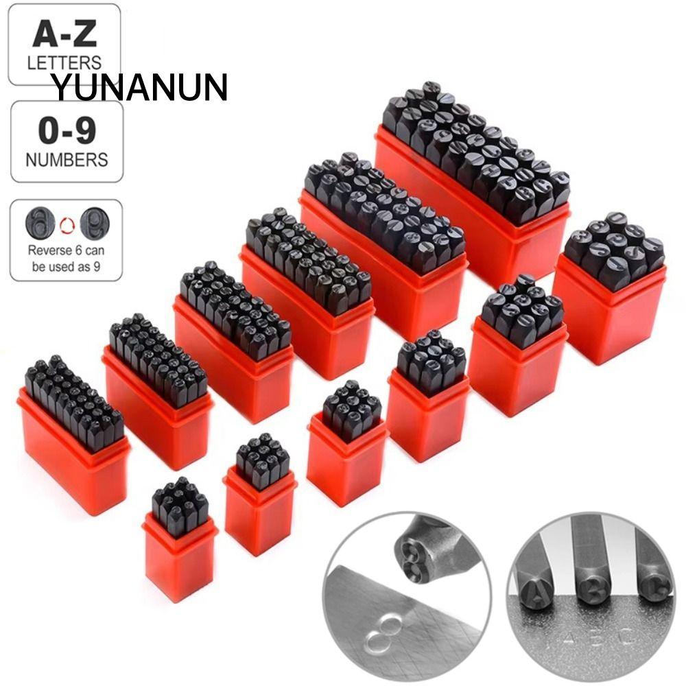 YUNAUN Letter & Number Stamp Punch, Với nhựa 3-12,5 mm Digital Letter Stamp, Dụng cụ dập kim loại th