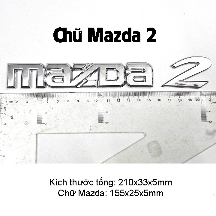 🚗 (Mazda 2) CHỮ DÁN ĐUÔI XE MAZDA 2, LOGO DÁN MAZDA 2, CHỮ MAZDA 2 – CROM SÁNG CAO CẤP