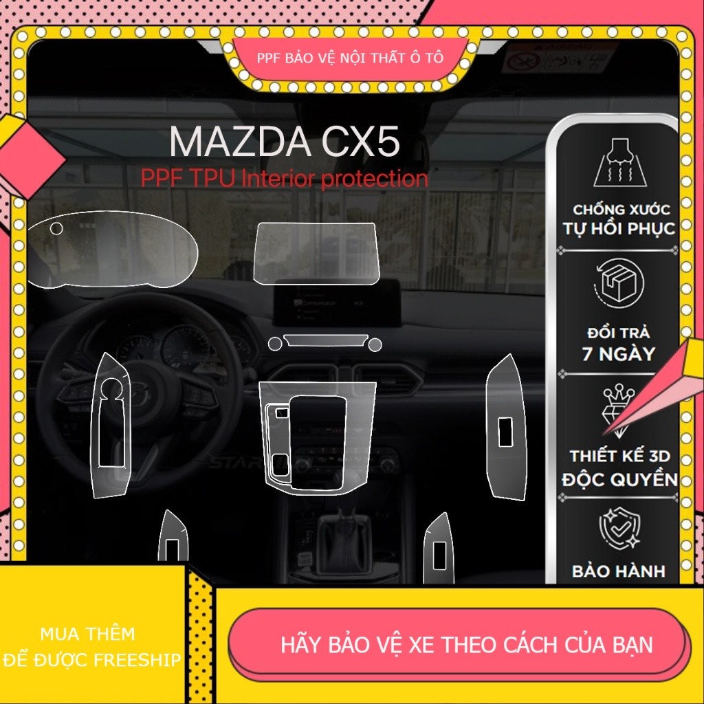 MAZDA CX5 2018 ~ 2025 PPF TPU chống xước tự hồi phục
