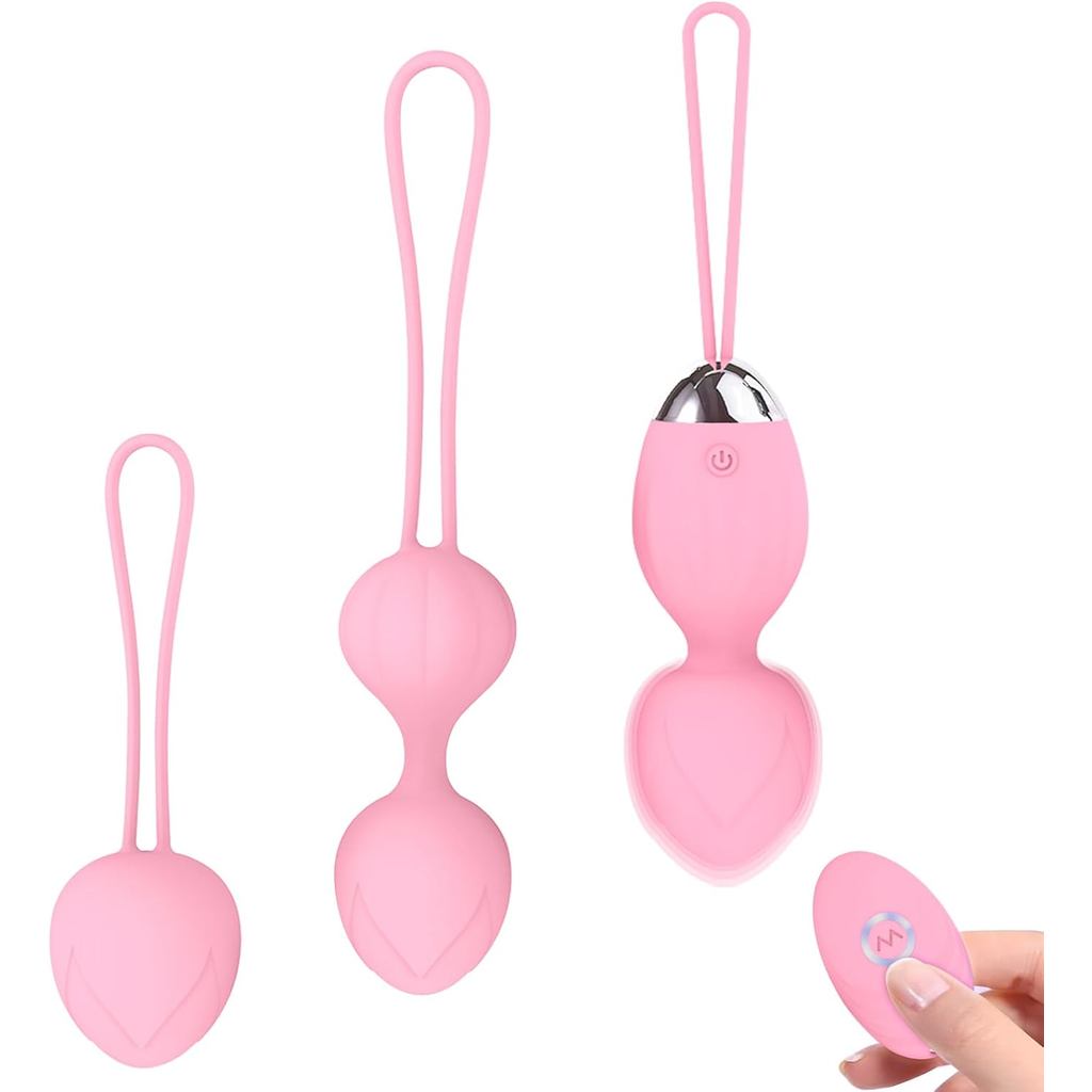 Bộ bóng Kegel hồng nhiều mức cân nặng, phù hợp để tập cơ sàn chậu.