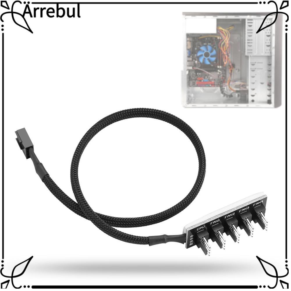 Hub quạt ARREBUL, Hub chia quạt 5 cổng 1 cái đến 5 nam, Cáp bện 4 chân tốc độ cao PC Fan Hub PC Bo m