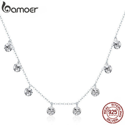 BAMOER Vòng cổ Bạc 925 ĐíNh Đá Zircon Sang TrọNg