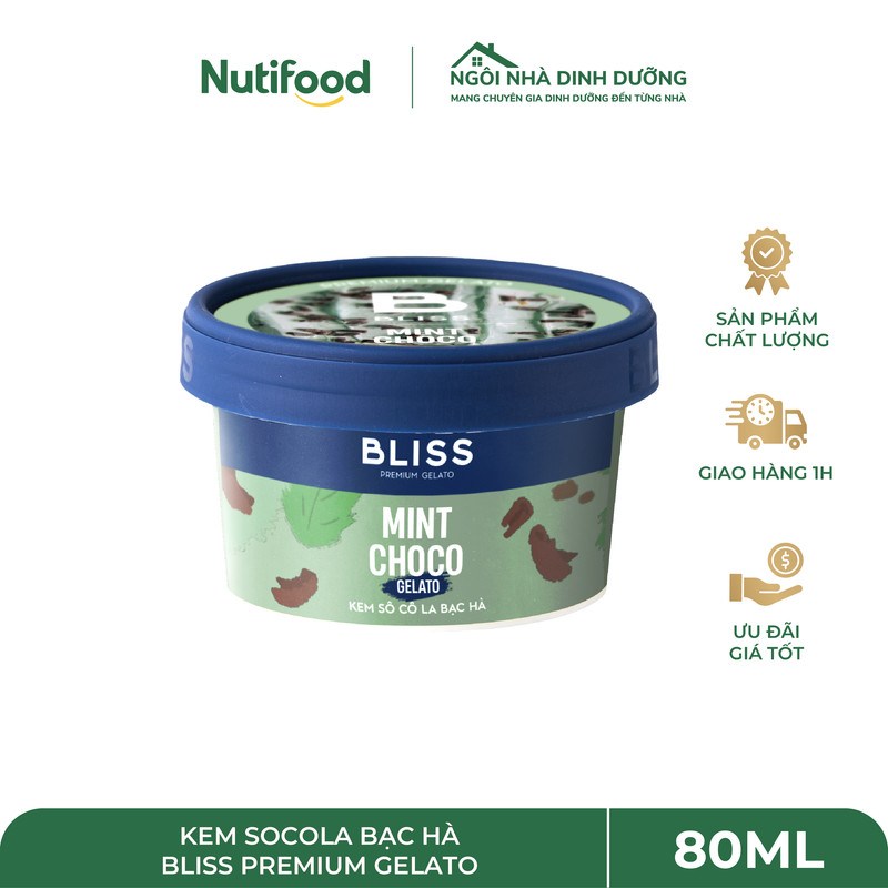 Kem Socola Bạc Hà 80ml Bliss Premium Gelato – The Mát Sảng Khoái