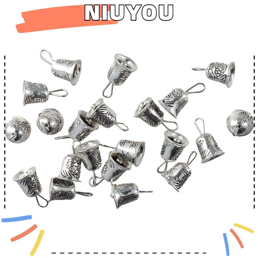 NIUYOU 30 Chiếc Mini Jingle Bells Charms, 10mm * 9,5mm. Hợp Kim Tây Tạng Bạc Chuông Quyến Rũ Mặt Dây