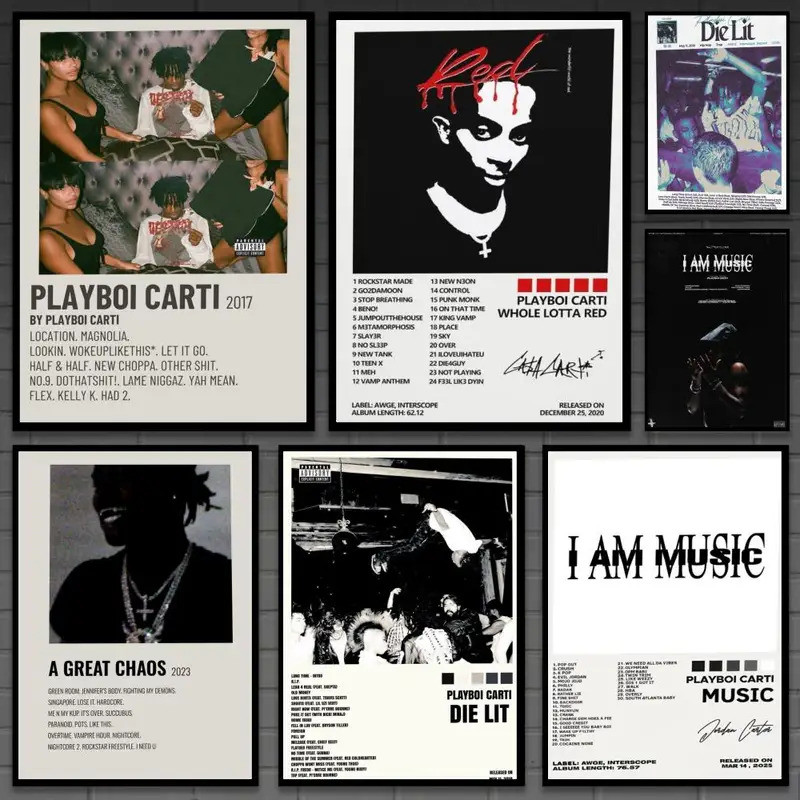 NGNW O-Opium Rap Playboi Carti Poster Đa Năng HD Chống Thấm Nước Treo Tường Nghệ Thuật Trang Trí Cho