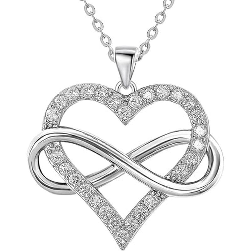 JES & JANI Infinity Heart Necklace for Women, Love Heart Pendant with Cubic Zirconia and Infinity Ne
