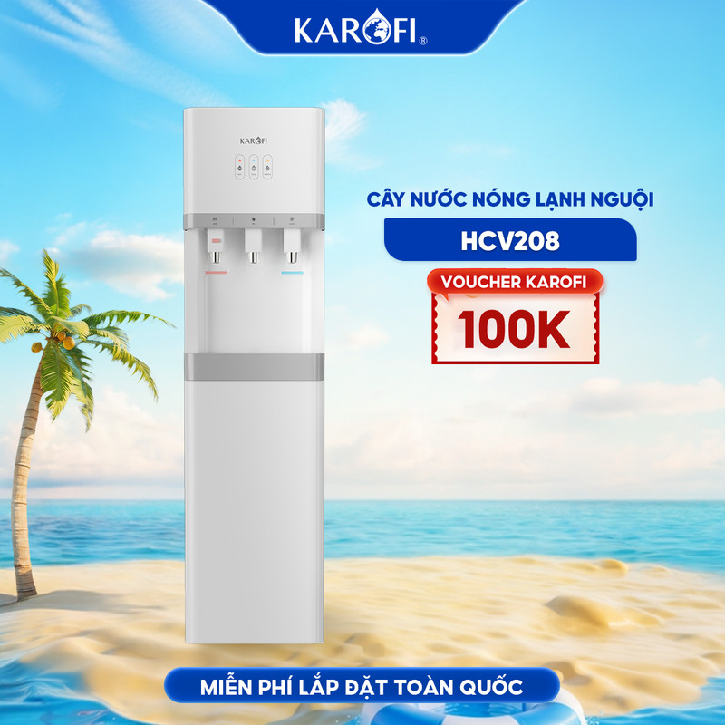 Cây nước nóng lạnh nguội Karofi HCV208, Nóng nhanh, Lạnh sâu, Công nghệ Block, bảo hành 24 tháng