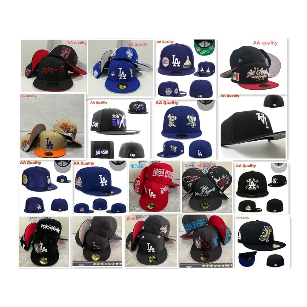 Dodgers Dodgers LA Mũ chống điều chỉnh Hip-Hop Mũ vành phẳng 59FIFTY Mũ số mũ mũ đầy đủ Kích thước m