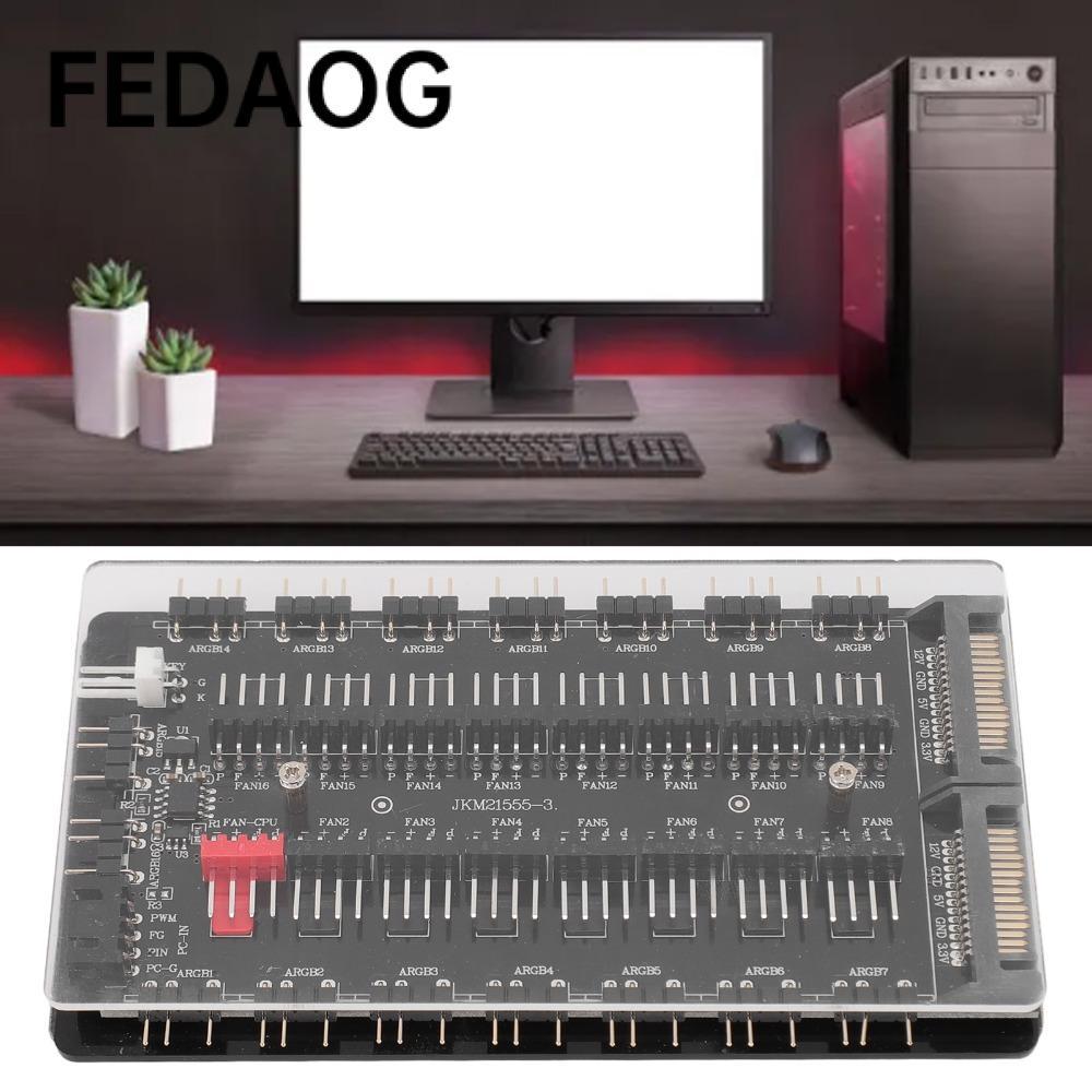 Hub quạt 2 trong 1 FEDAOG, với giao diện SATA ARGB Hub quạt, Máy tính để bàn 3Pin ARGB 4Pin PWM Fan 