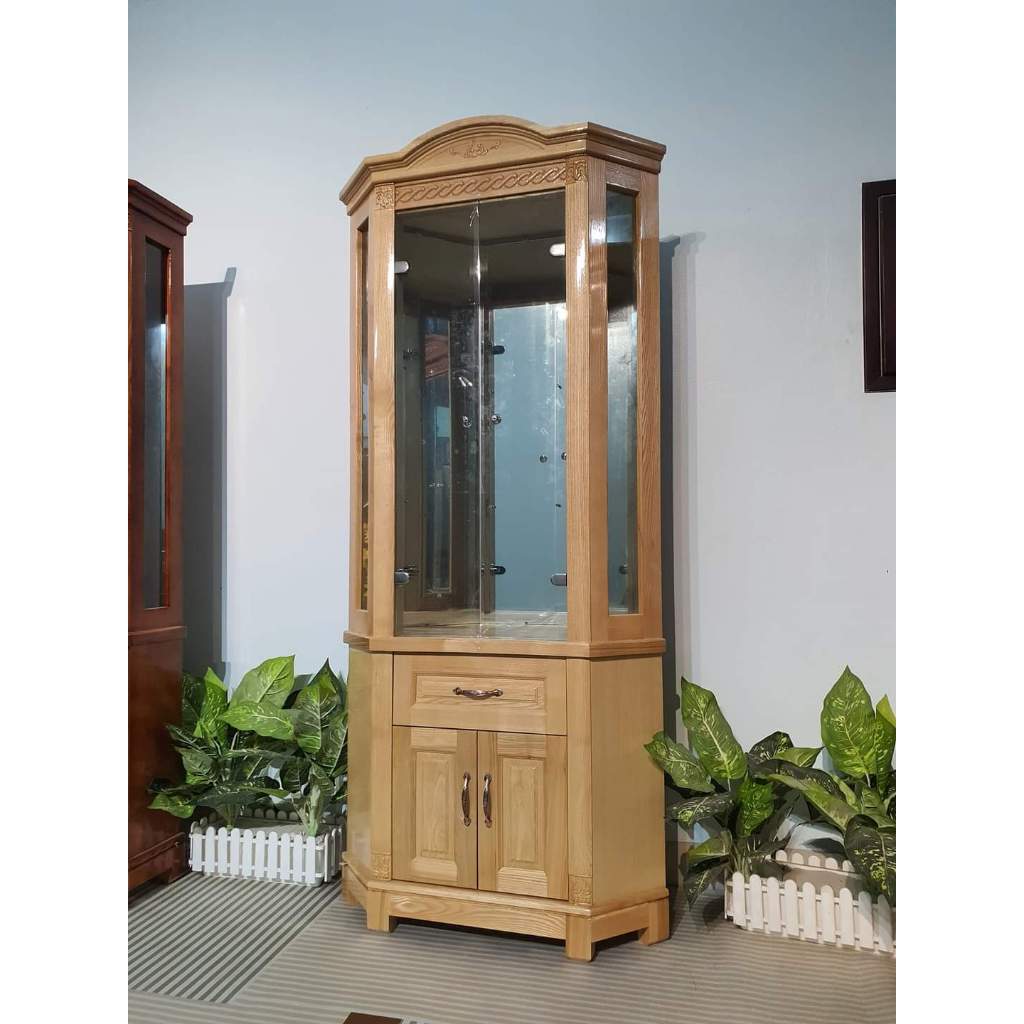 Tủ kệ phòng khách để góc gỗ sồi