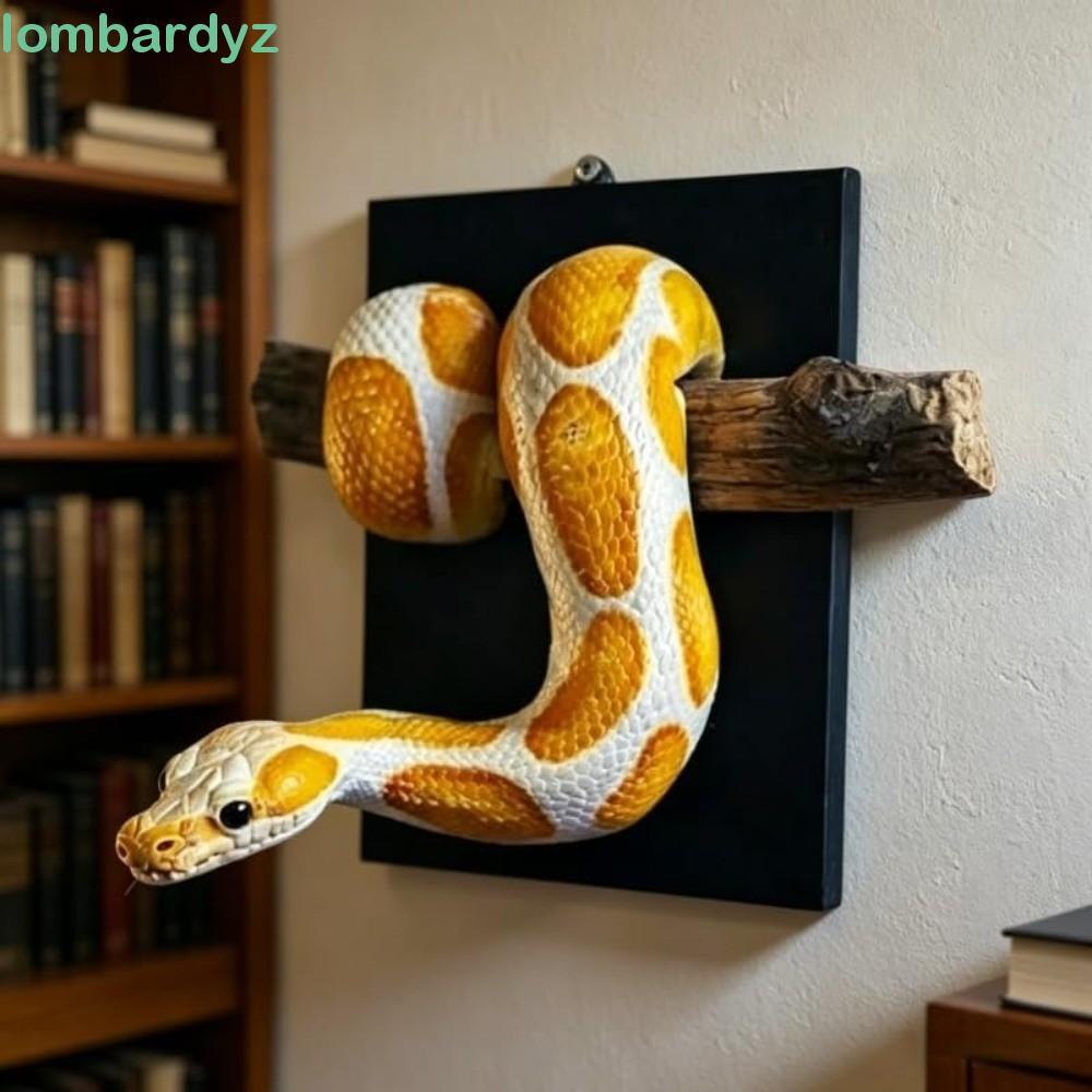 Điêu khắc rắn kim loại 3D LOMBARDY, Nhựa Gothic Accent Quả bóng vàng Nghệ thuật treo tường Python, T