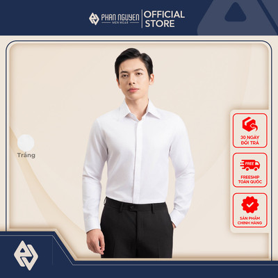 Áo sơ mi trắng nam Elegant Phan Nguyễn, chất liệu cotton cao cấp, mềm mịn, form slim fit SMD.1483
