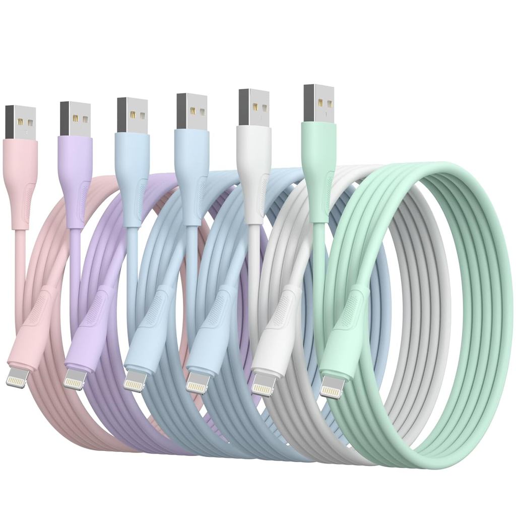 6Pack (3 / 3 / 6 / 6 / 6 / 10 FT) Chính hãng [Chứng nhận Apple MFi] Dây sạc cáp Lightning sạc nhanh 