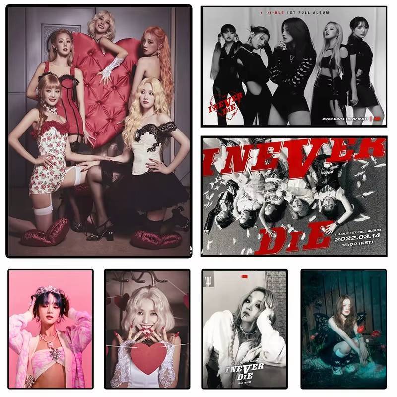 Kpop GIDLE Bé Gái Minnie Người Hâm Mộ Poster Không Khung Tranh Canvas Bắc Âu Phòng Khách Trang Trí P
