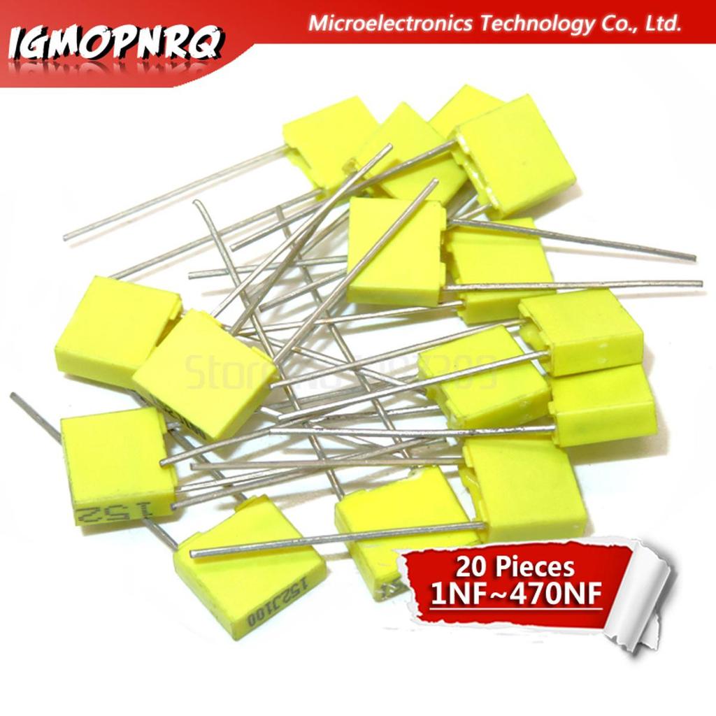 20 Chiếc Nhựa An Toàn Polypropylene 100V 1nF ~ 470nF 100nf 220nf 10nf 47nf 22nf 1nf 0.47uf Tụ Chỉnh 