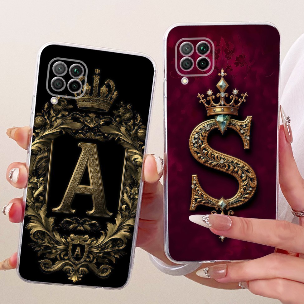 Ốp lưng Huawei Nova 6 SE Clear Luxury Crown A-Z Letters Vỏ mềm sơn 2D JNY-AL10 JNY-TL10