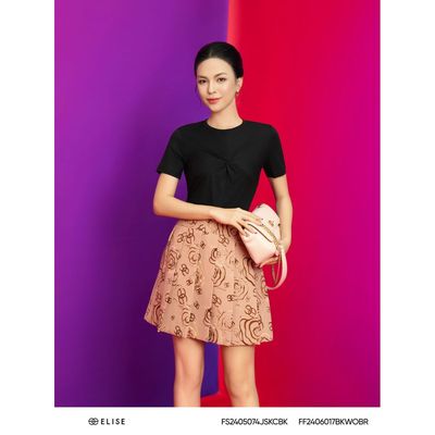 Body Suit đen xoắn ngực thiết kế Elise FS2405074JSKCBK