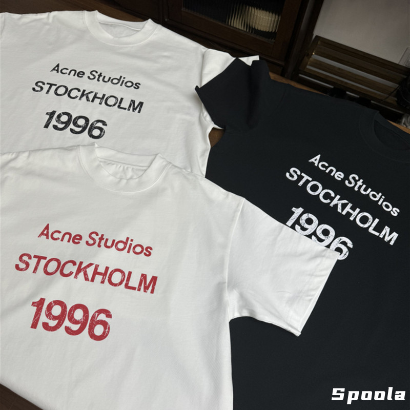 Áo thun Acne Studio bông cổ điển, thoải mái, in logo