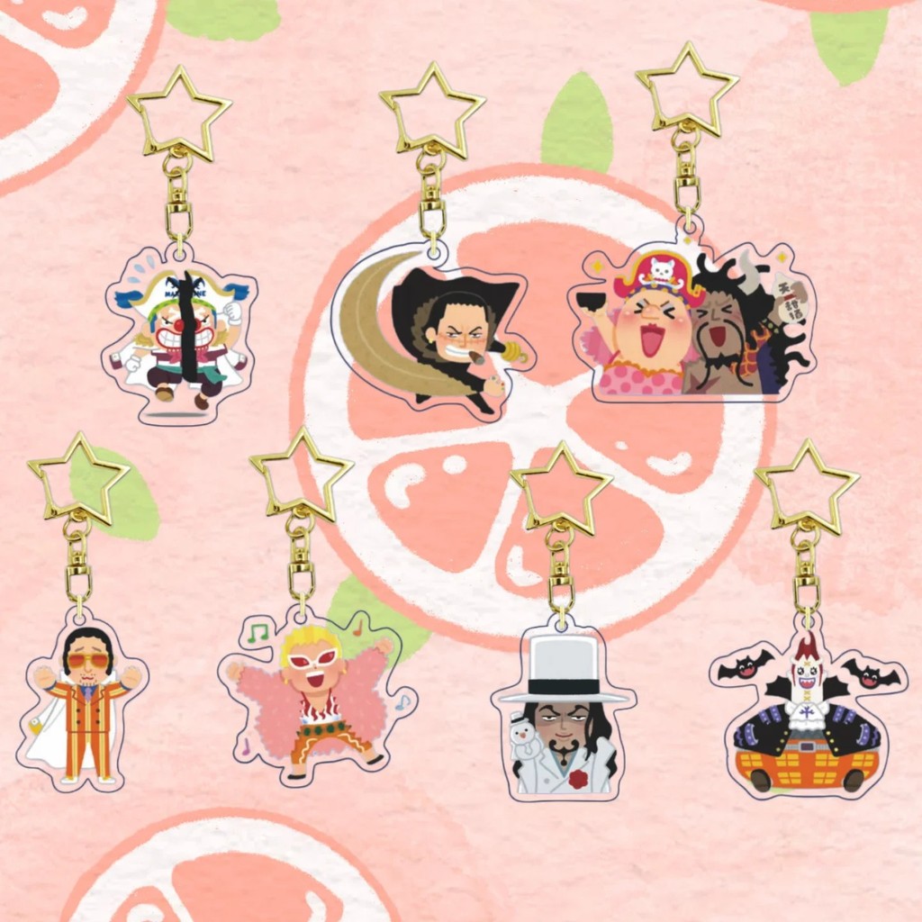 Móc khóa One Piece Mica Acrylic nhân vật Charlotte Linlin Gecko Moria Boa Hancock Doflamingo Crocodi
